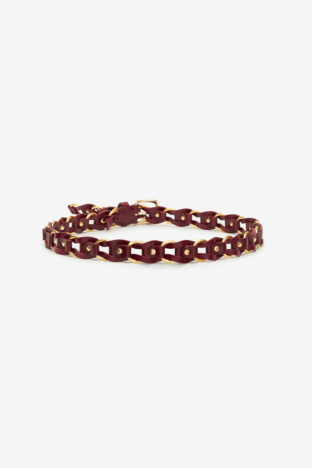 Bali メタル編み込みレザー ベルト - Burgundy-gold - Woman - 2