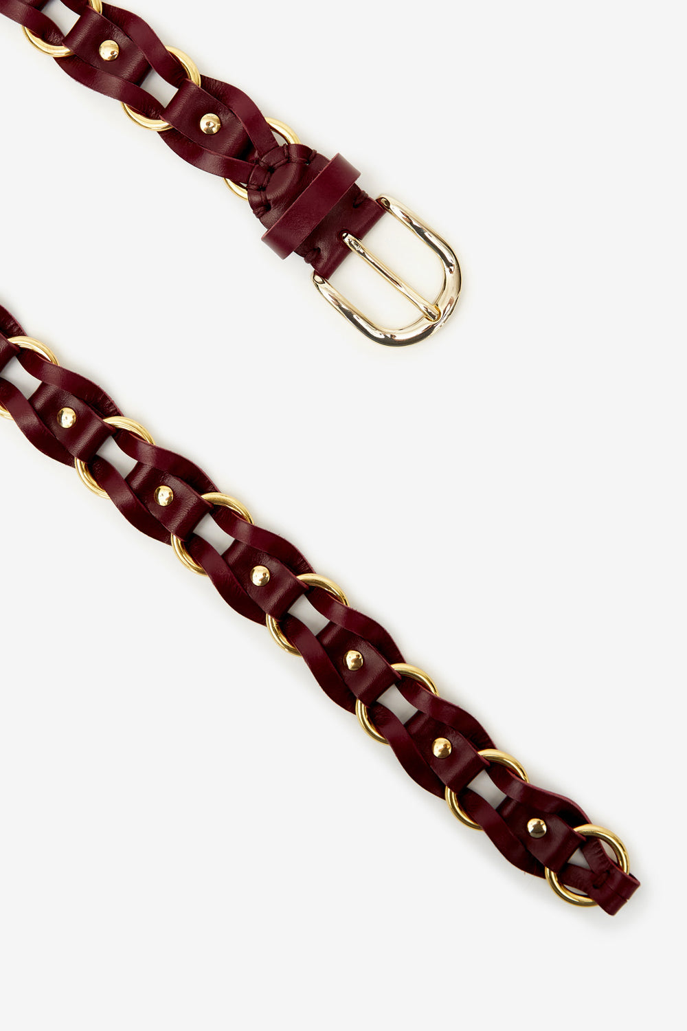 Bali メタル編み込みレザー ベルト - Burgundy-gold - Woman - 3