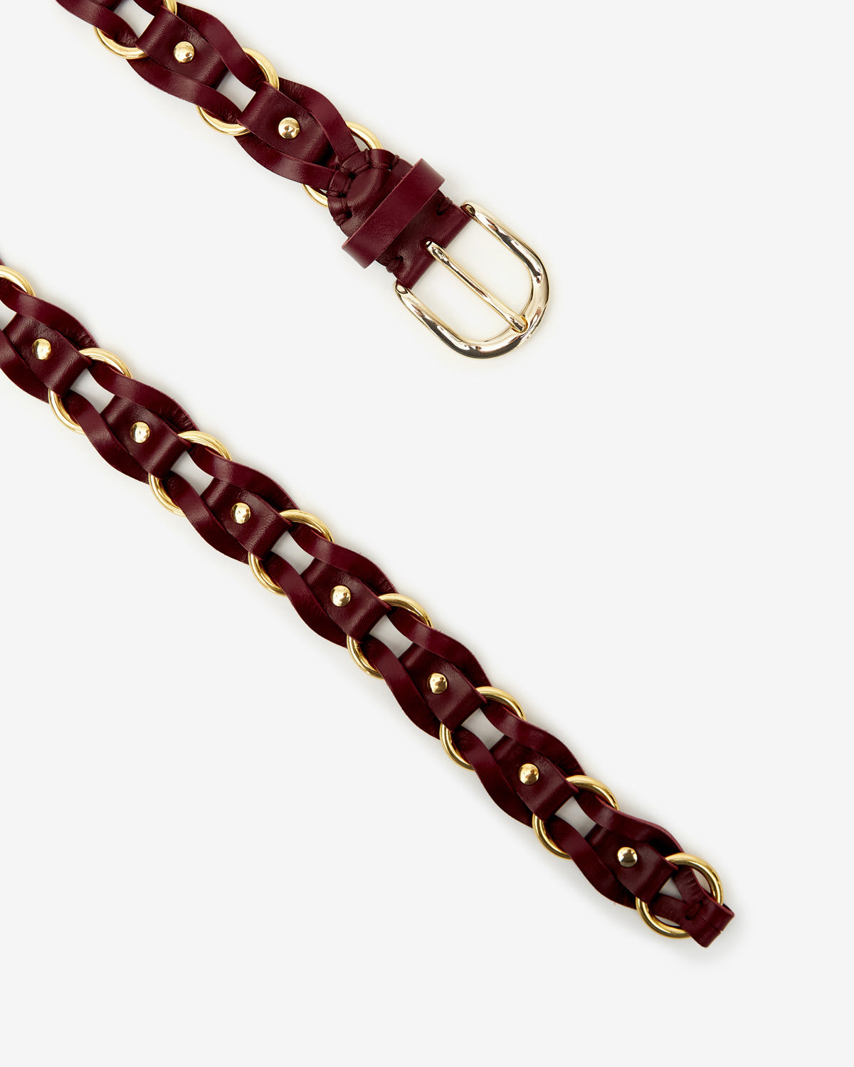 Gürtel bali aus leder-metall-verflechtung - Burgundy-gold - Woman - 3