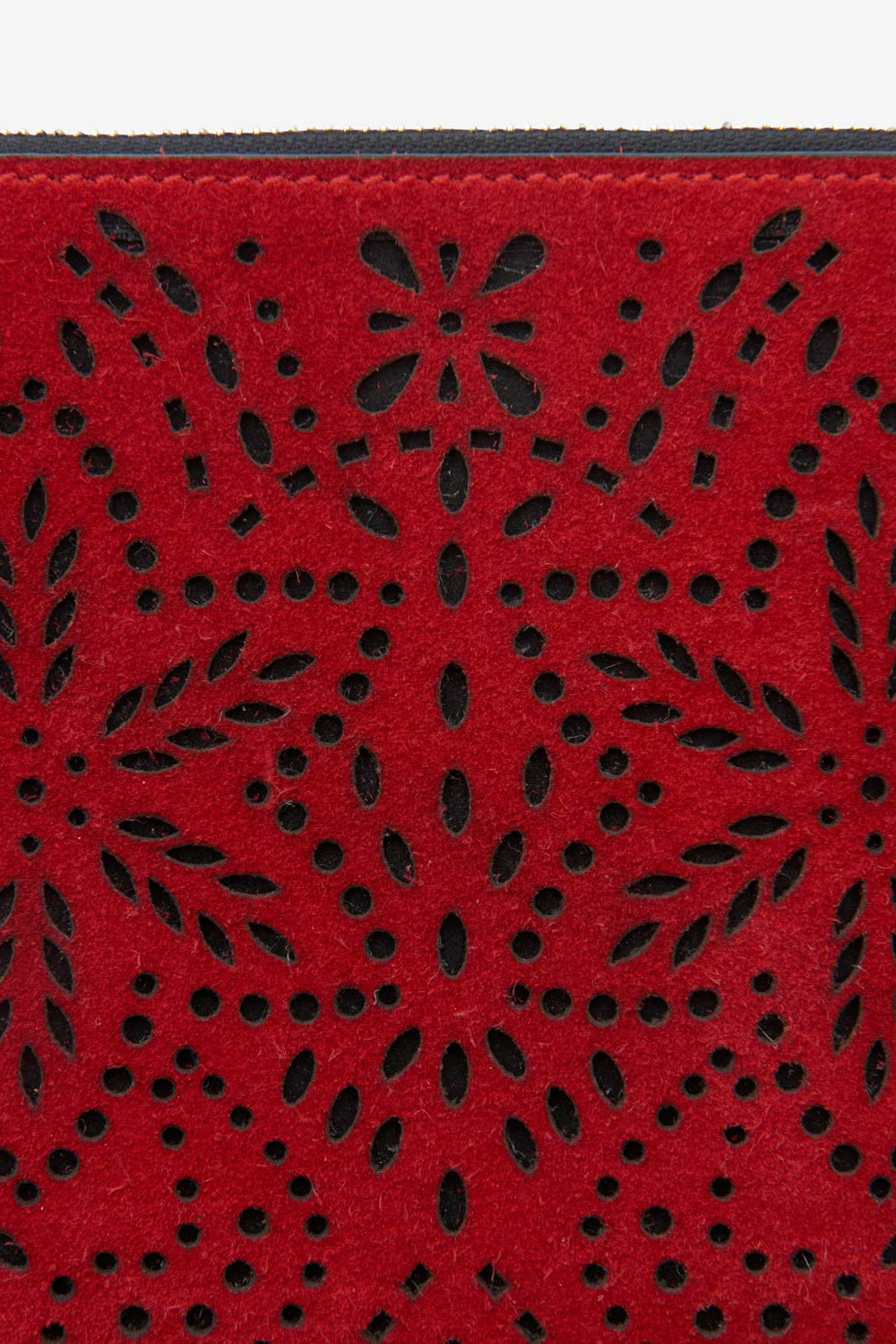 Pochette flat pouch en cuir à franges - Rouge - Woman - 3