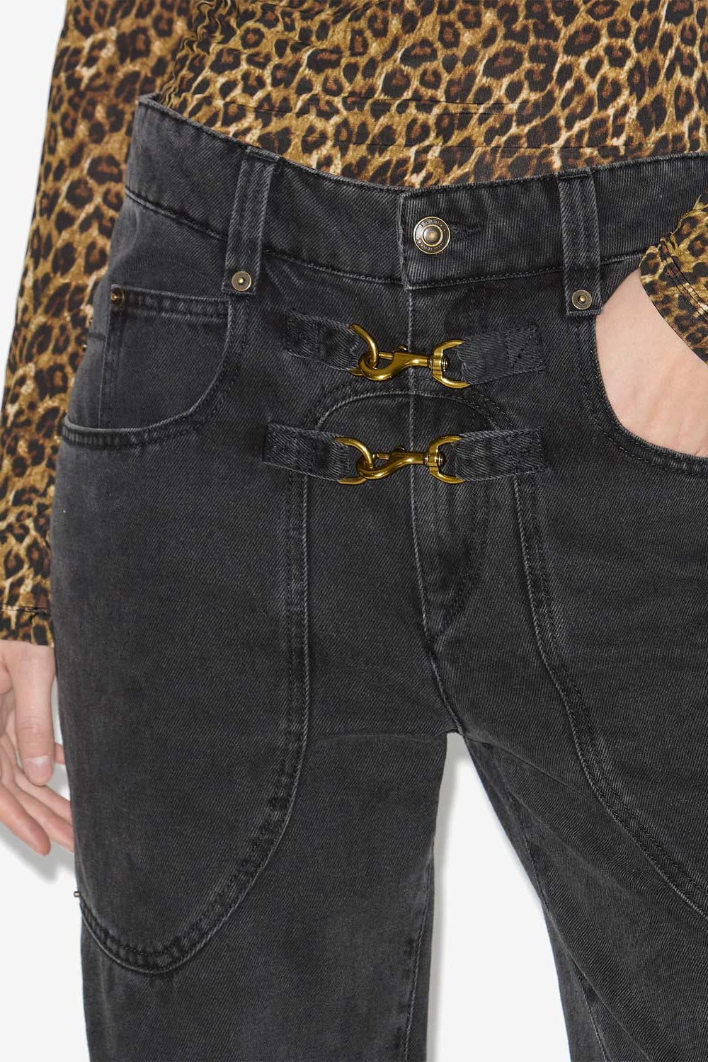 Hose brinley mit hohem bund aus denim - Schwarz gewaschen - Woman - 3