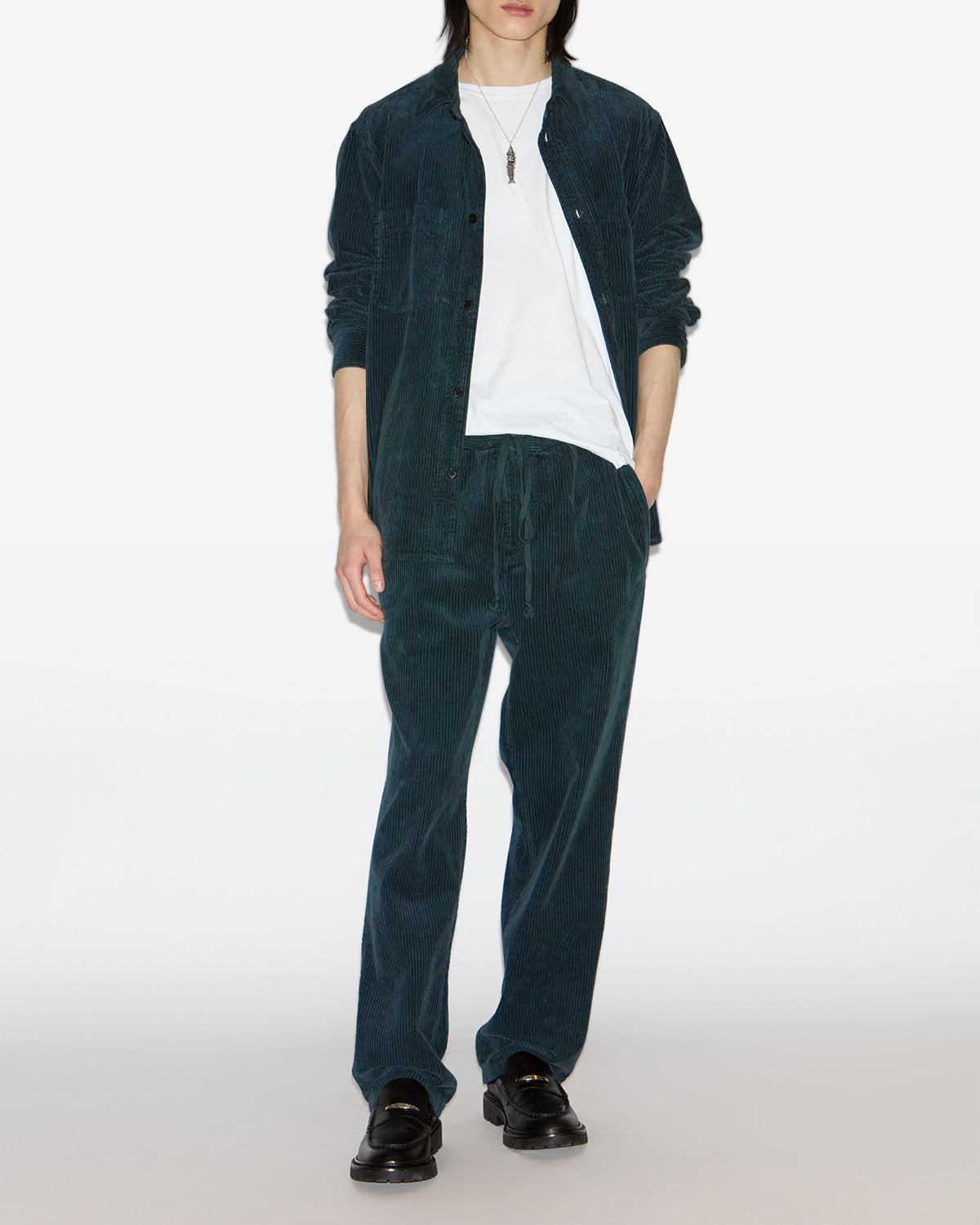 Pantaloni nirlen in velluto a coste - Storm blue - Man - 1