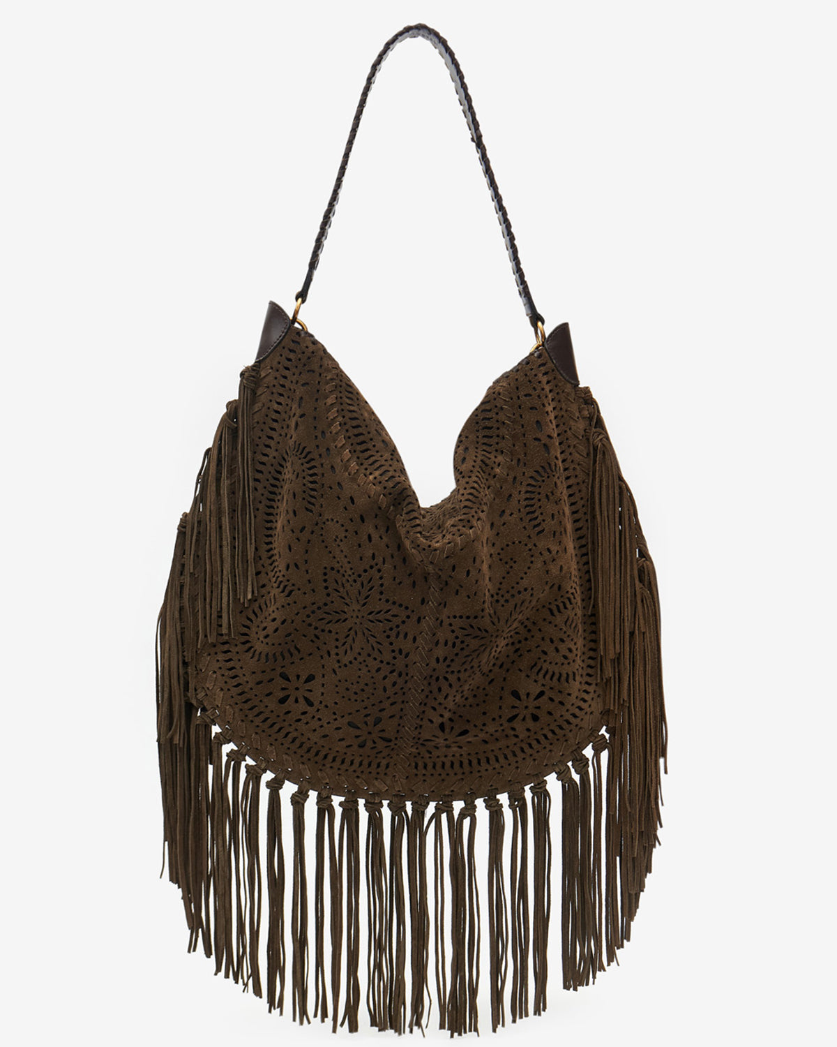 Oskan hobo フリンジ付き パンチング スエードレザー製 soft バッグ - ブロンズ - Woman - 1