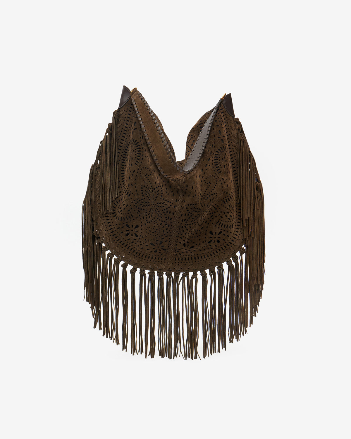 Oskan hobo フリンジ付き パンチング スエードレザー製 soft バッグ - ブロンズ - Woman - 5