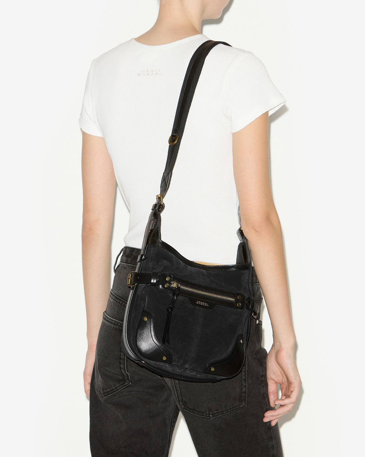 Sierra hobo s shoulder bag in suede leather - Black - Woman - 4