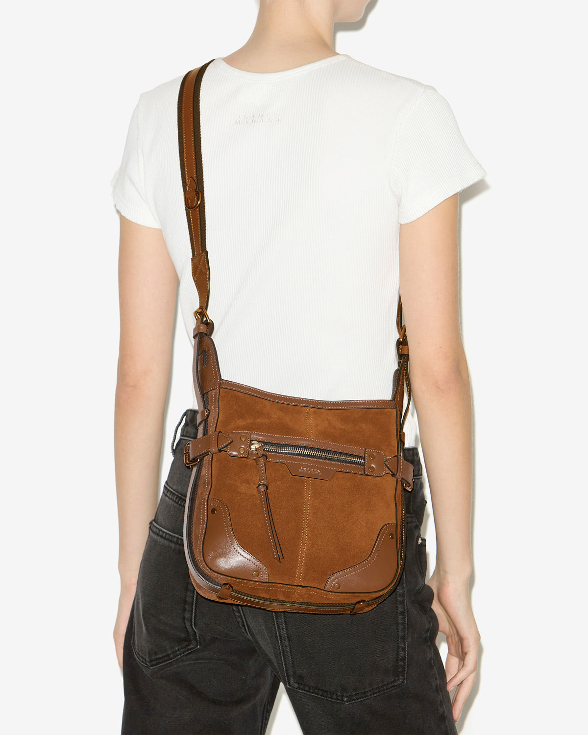 Sierra hobo s shoulder bag in suede leather - Cognac - Woman - 7