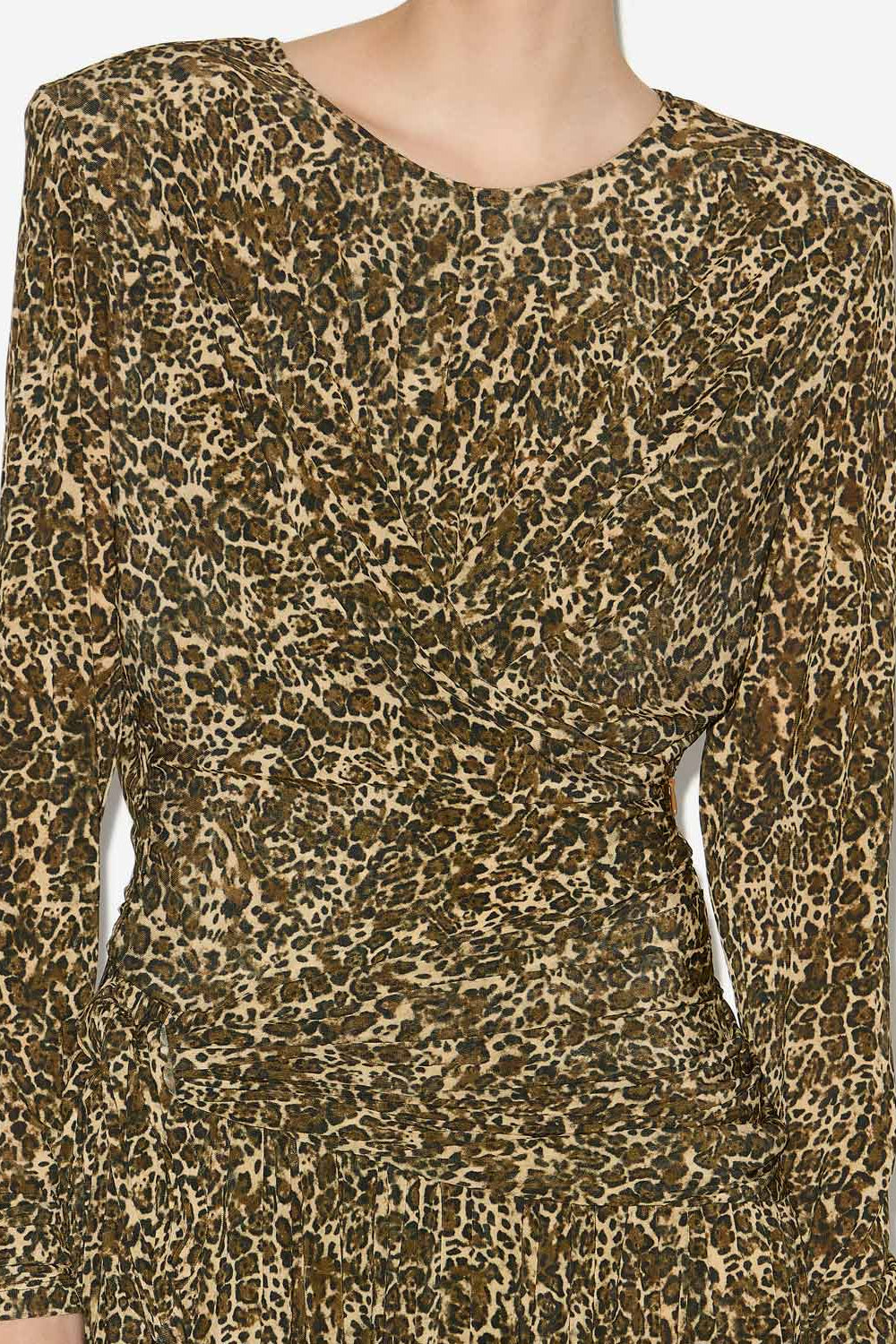 Abito zeidi drappeggiato con stampa leopardata - Marrone - Woman - 3