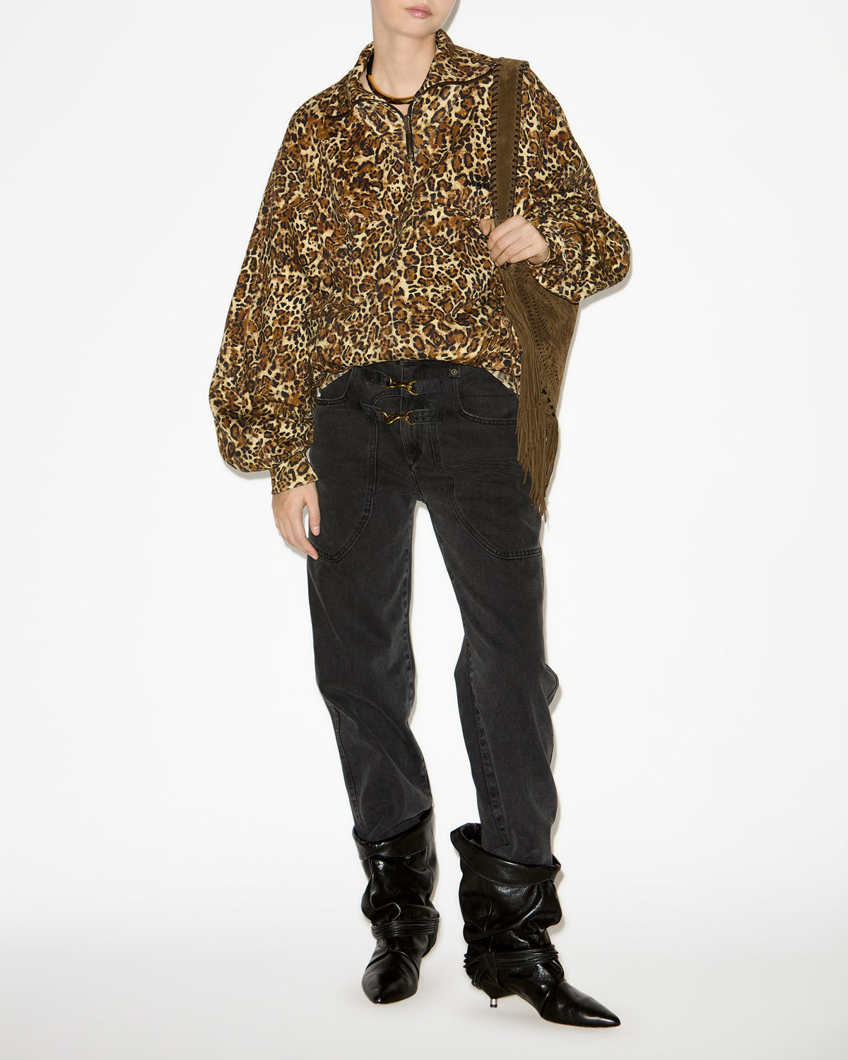 Felpa wilda a collo alto con stampa - Leopard - Woman - 1