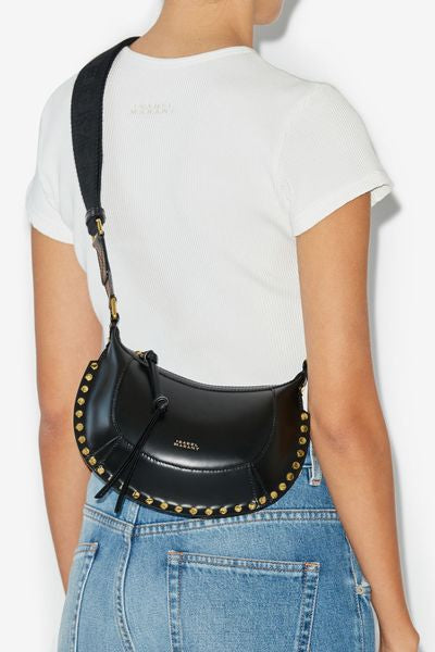 미니 문(mini moon) 가죽 크로스바디 바게트 백 - 검은색 - Woman - 4