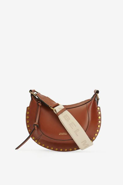 Mini moon leather shoulder baguette bag - Cognac - Woman - 1
