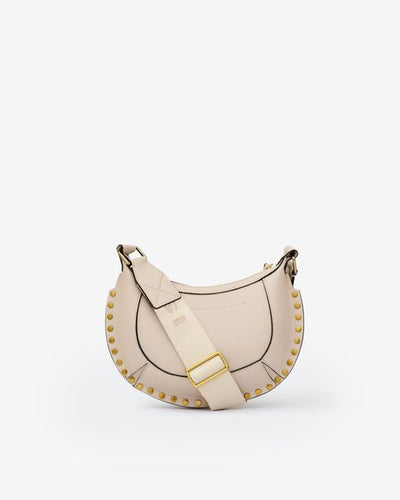 Borsa a spalla con borchie in pelle mini moon - Light beige - Woman - 4