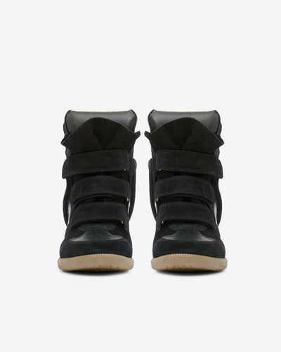Zapatillas de cuero suave con cuña bekett - Negro - Woman - 7