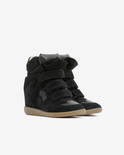 Zapatillas de cuero suave con cuña bekett - Negro - Woman - 8