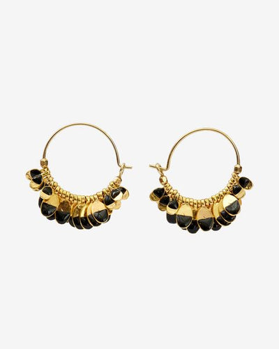 Casablanca gold-tone creole earrings - Black - Woman - 1