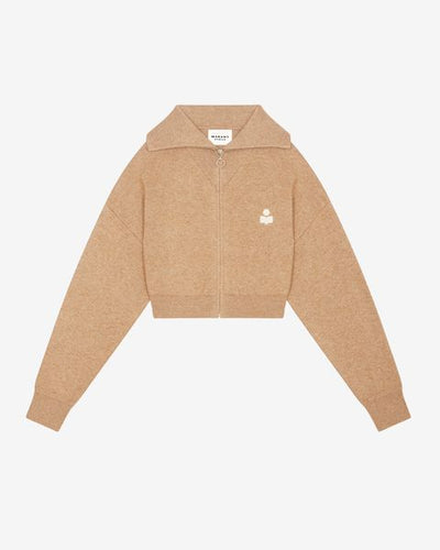 Cárdigan corto oxane con logo bordado - Camel - Woman - 10