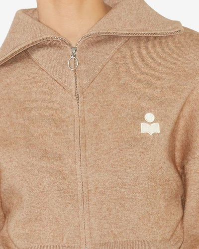 Cárdigan corto oxane con logo bordado - Camel - Woman - 4