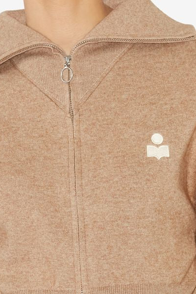 Cardigan oxane a maglia con ricamo - Camel - Woman - 6