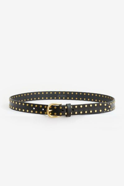 Zap leather buckle belt - 黒 - Woman - 5