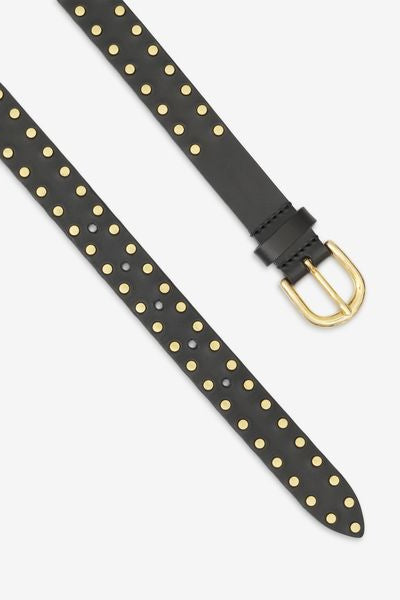 Zap leather buckle belt - 黒 - Woman - 4