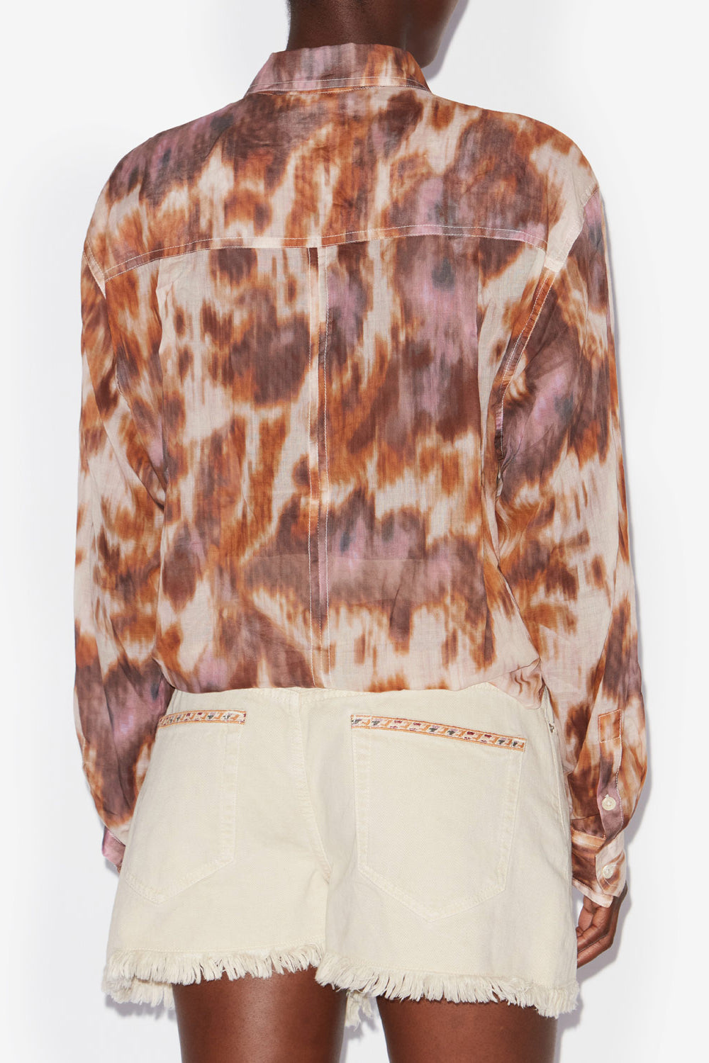 Camicia nath annodata in voile di cotone con stampa - Ecru-ochre - Woman - 4