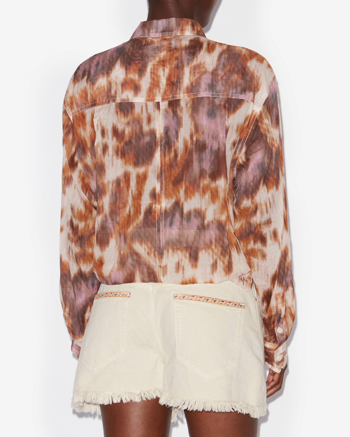 Camicia nath annodata in voile di cotone con stampa - Ecru-ochre - Woman - 3