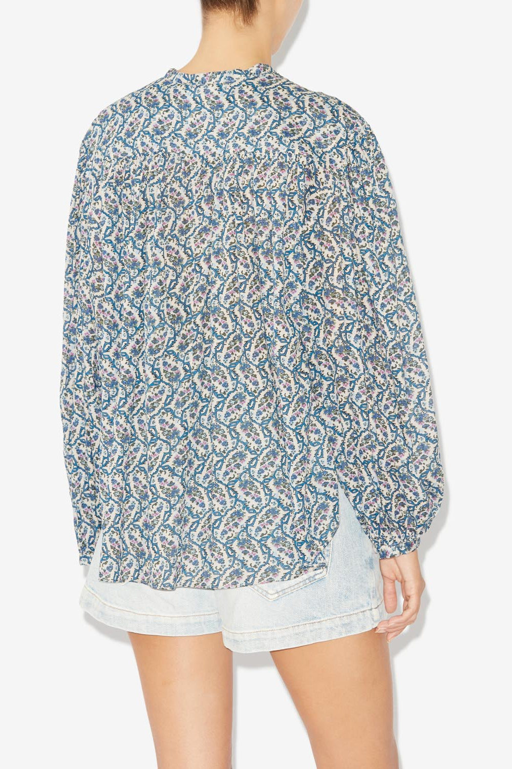 Salika printed cotton voile blouse - Ecru - Woman - 5