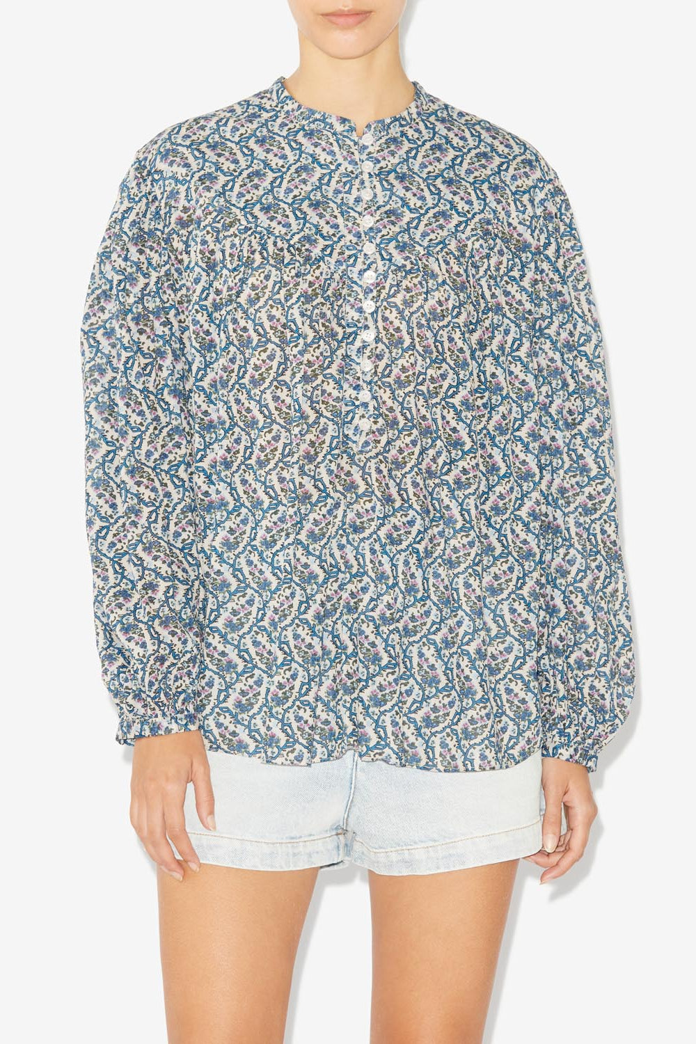 Salika printed cotton voile blouse - Ecru - Woman - 4