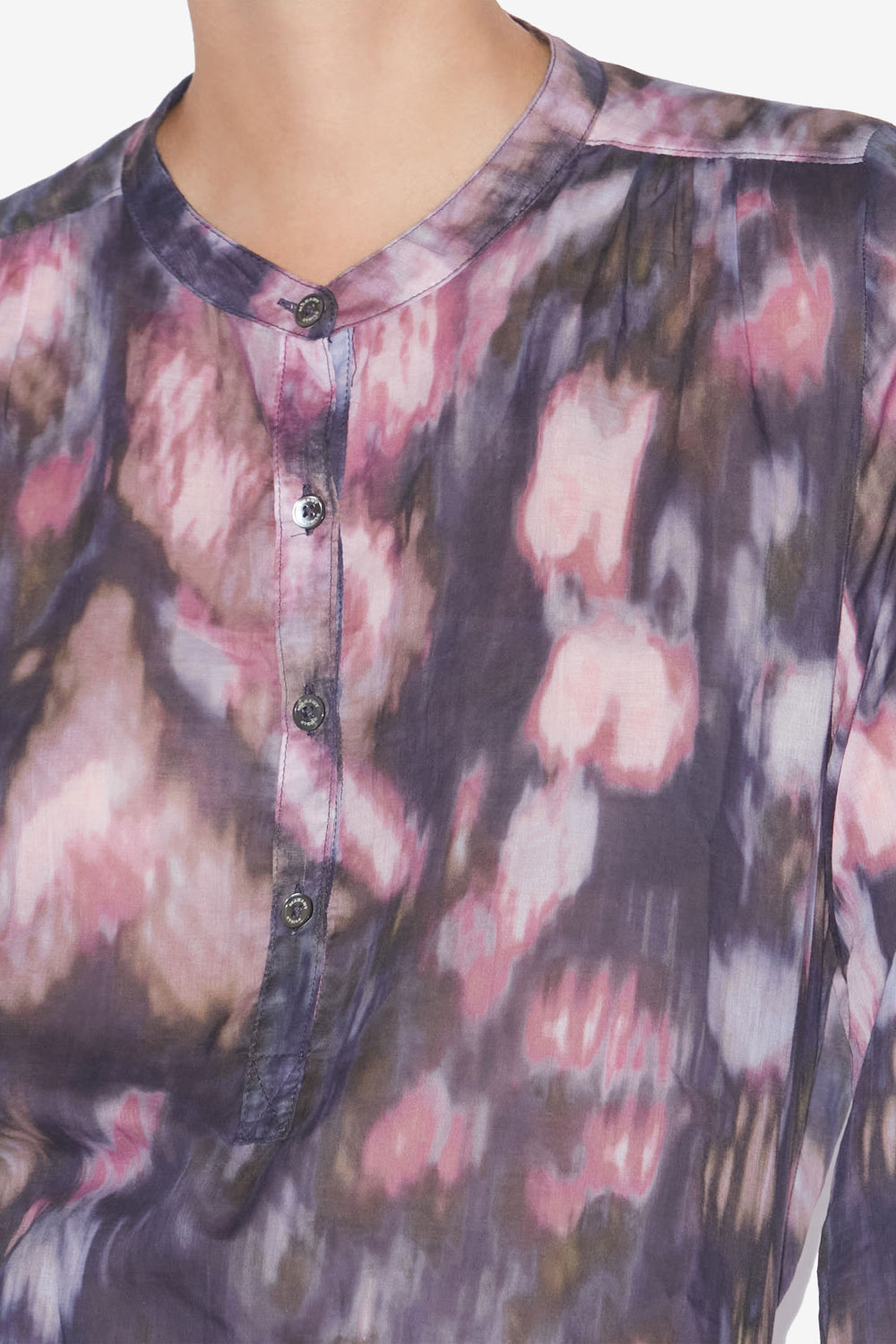 Blusa maria in voile di cotone con stampa - Purple-lilac - Woman - 3