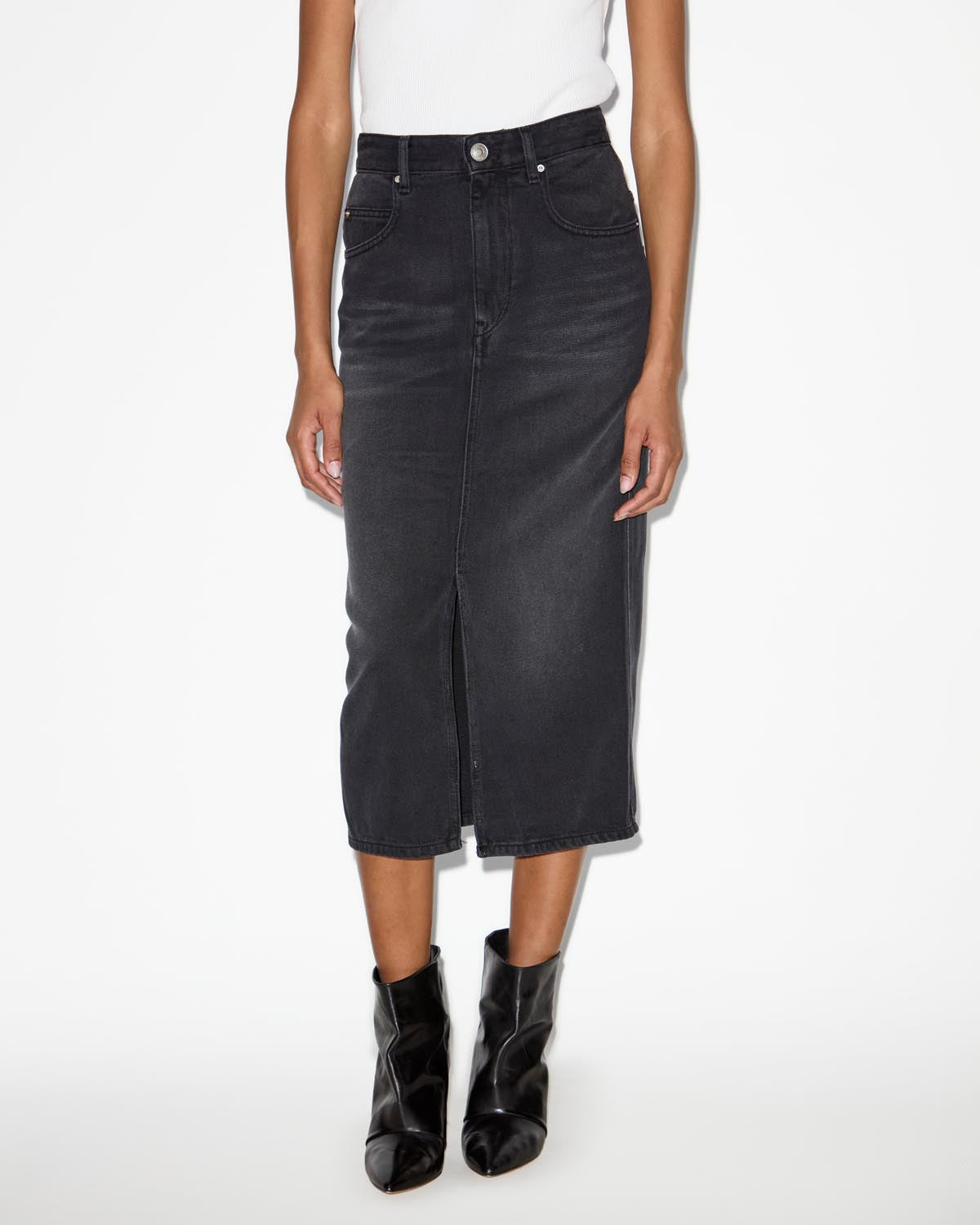 Tilauria fine denim midi skirt - Black - Woman - 3