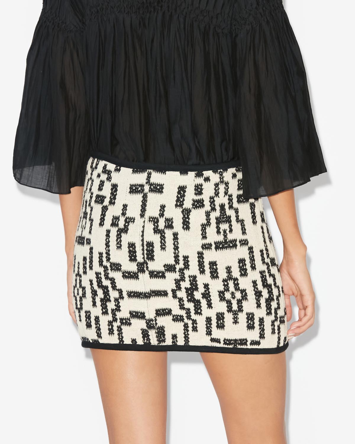 Arono short skirt in coton jacquard - Nero - Woman - 4
