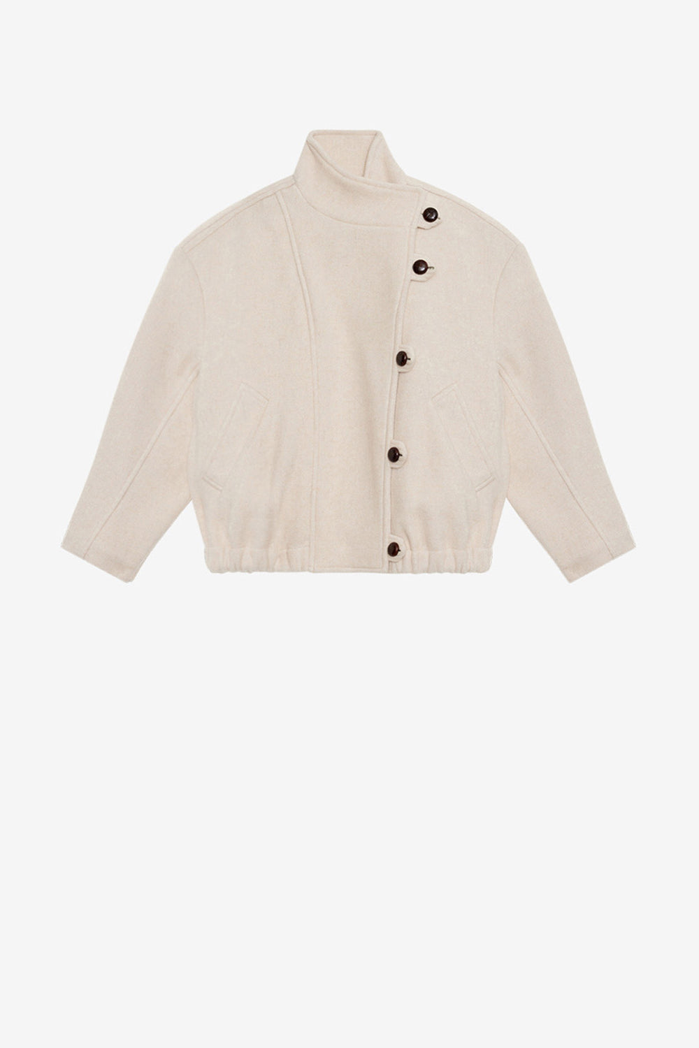 Hanis short wool blend coat - Ecru - Woman - 1