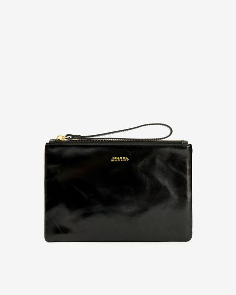Mino small leather pouch Woman Black and gold 3