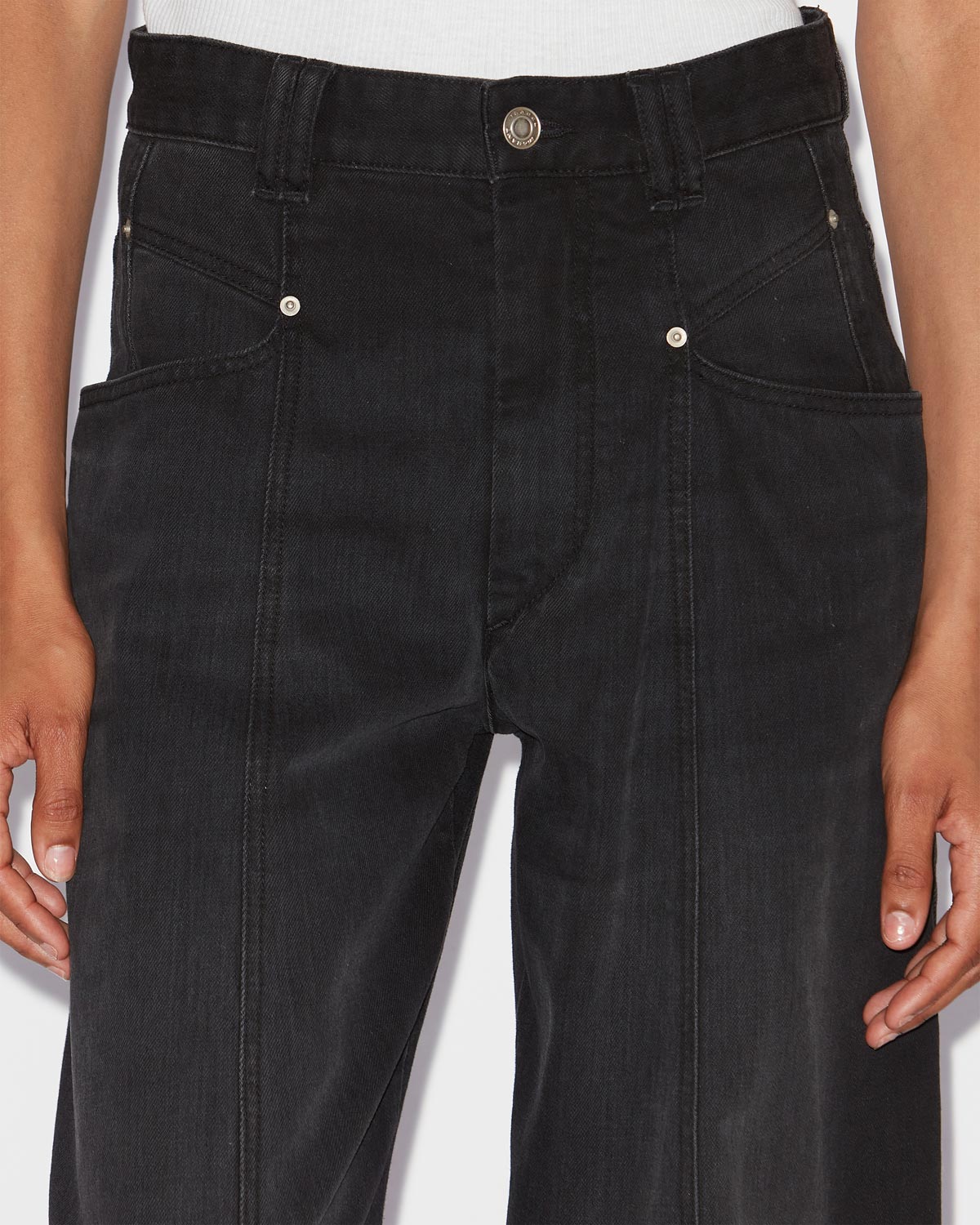 Jeans vetan in denim a gamba larga - Nero - Woman - 2