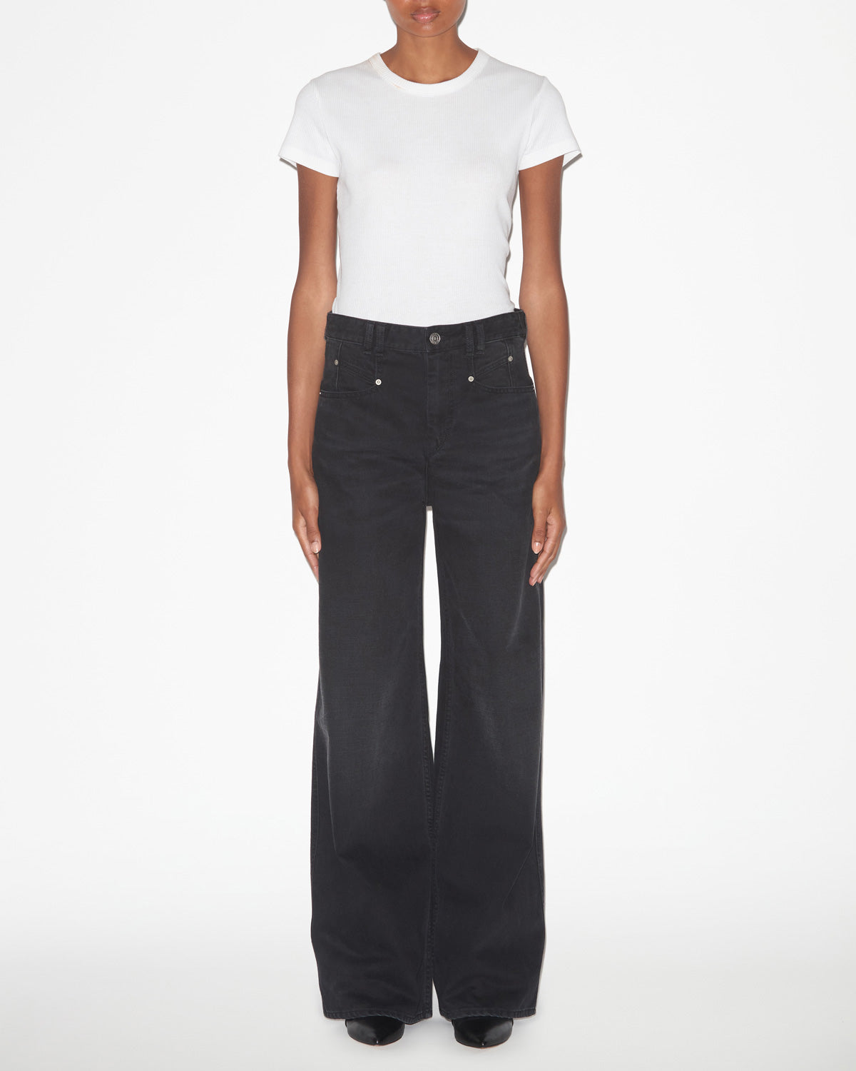 Vaqueros holgados de denim de tiro alto lemony - Negro - Woman - 1