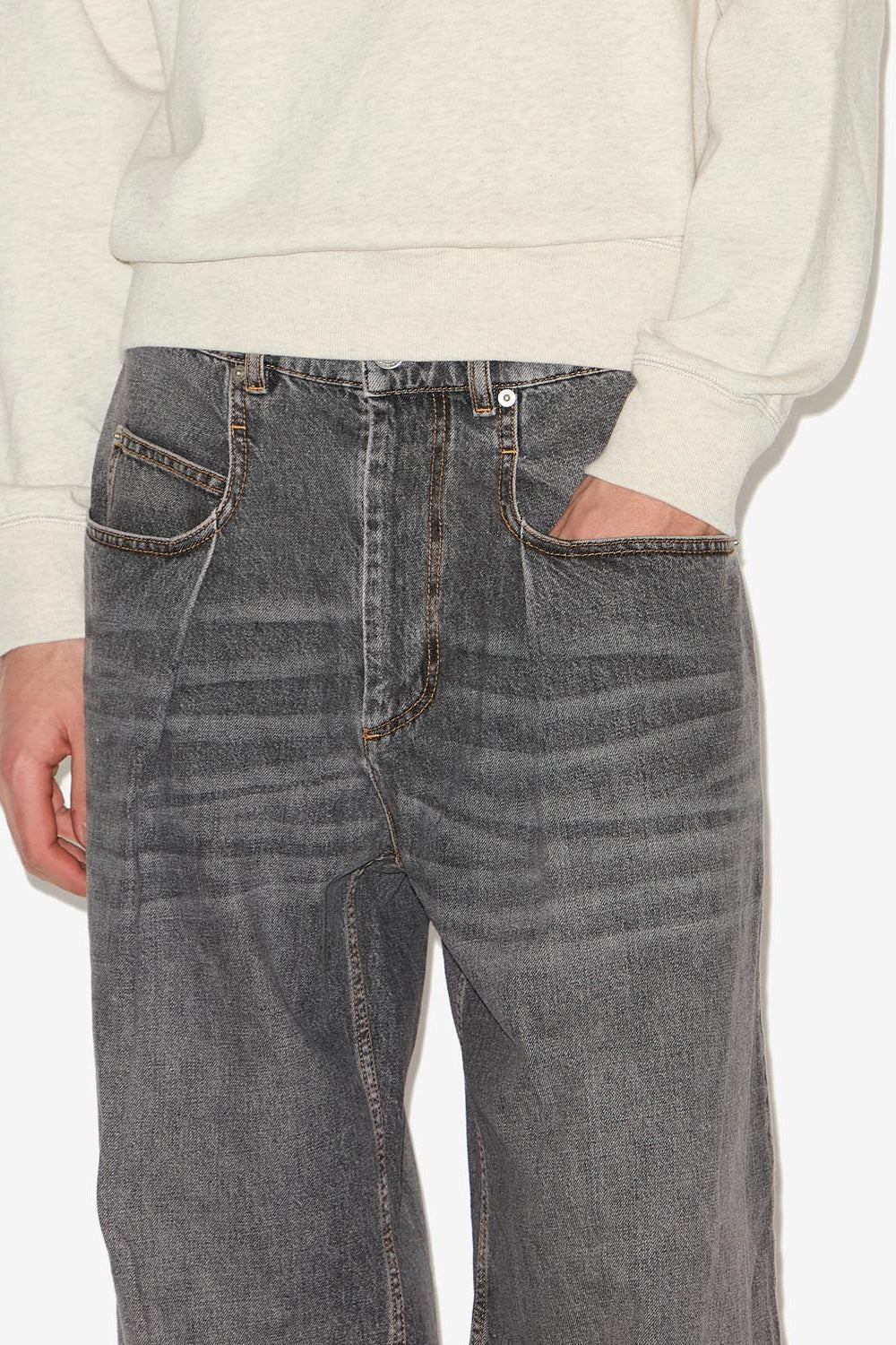 Jean ample taille haute janael - Noir délavé - Man - 3