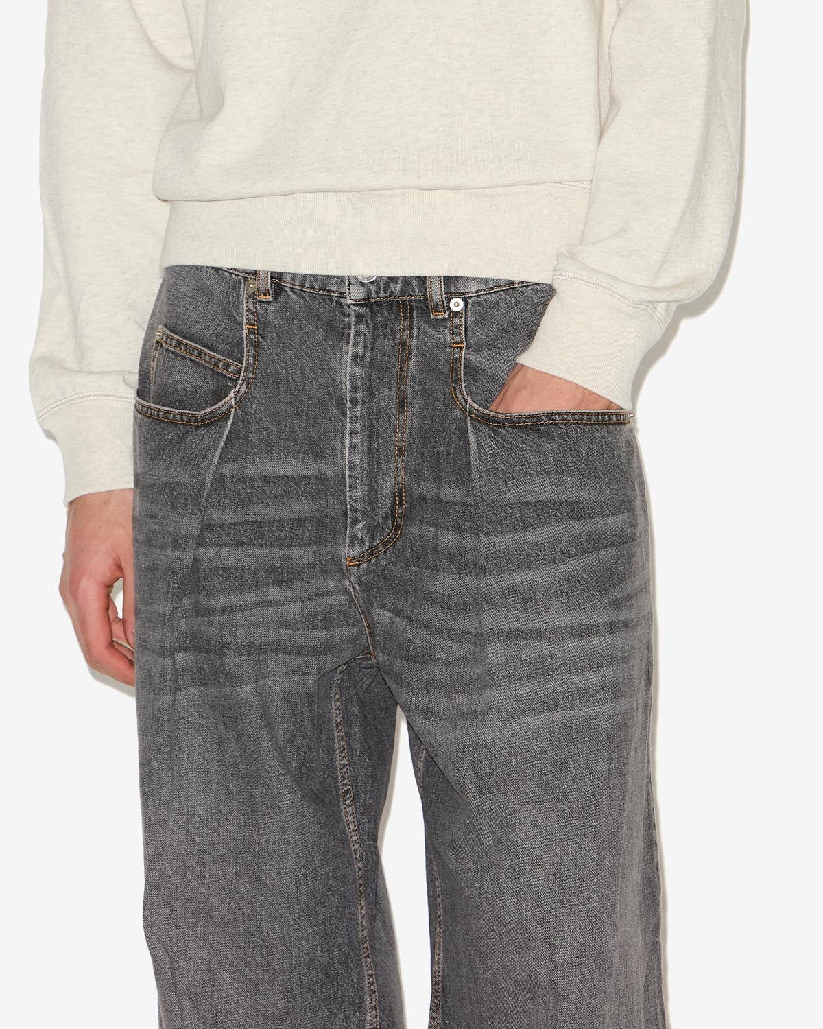 Jean ample taille haute janael - Noir délavé - Man - 2
