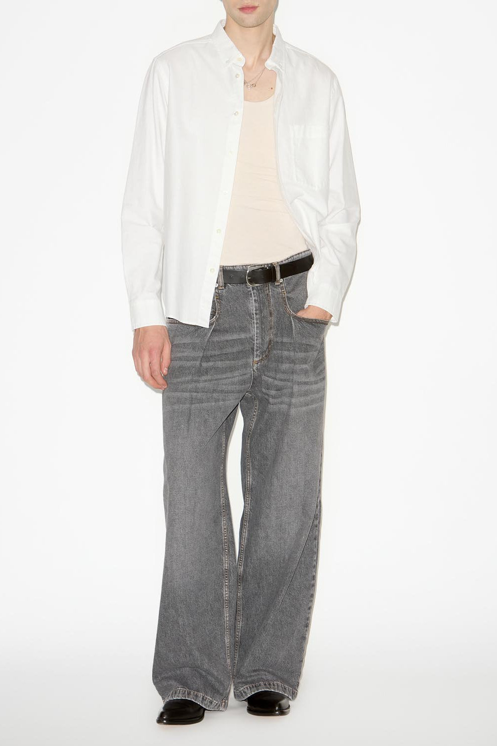 Jean ample taille haute janael - Noir délavé - Man - 2