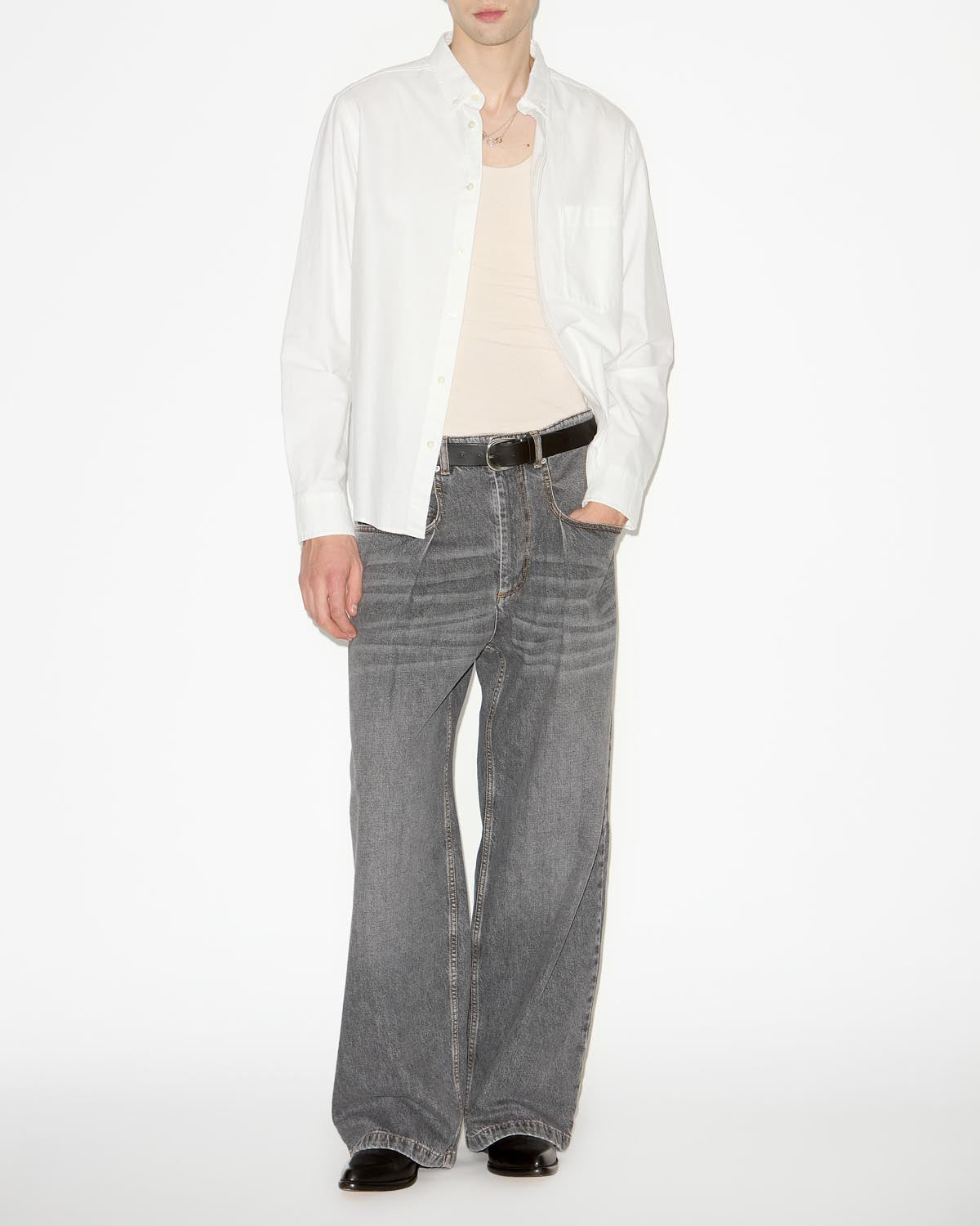 Jean ample taille haute janael - Noir délavé - Man - 1