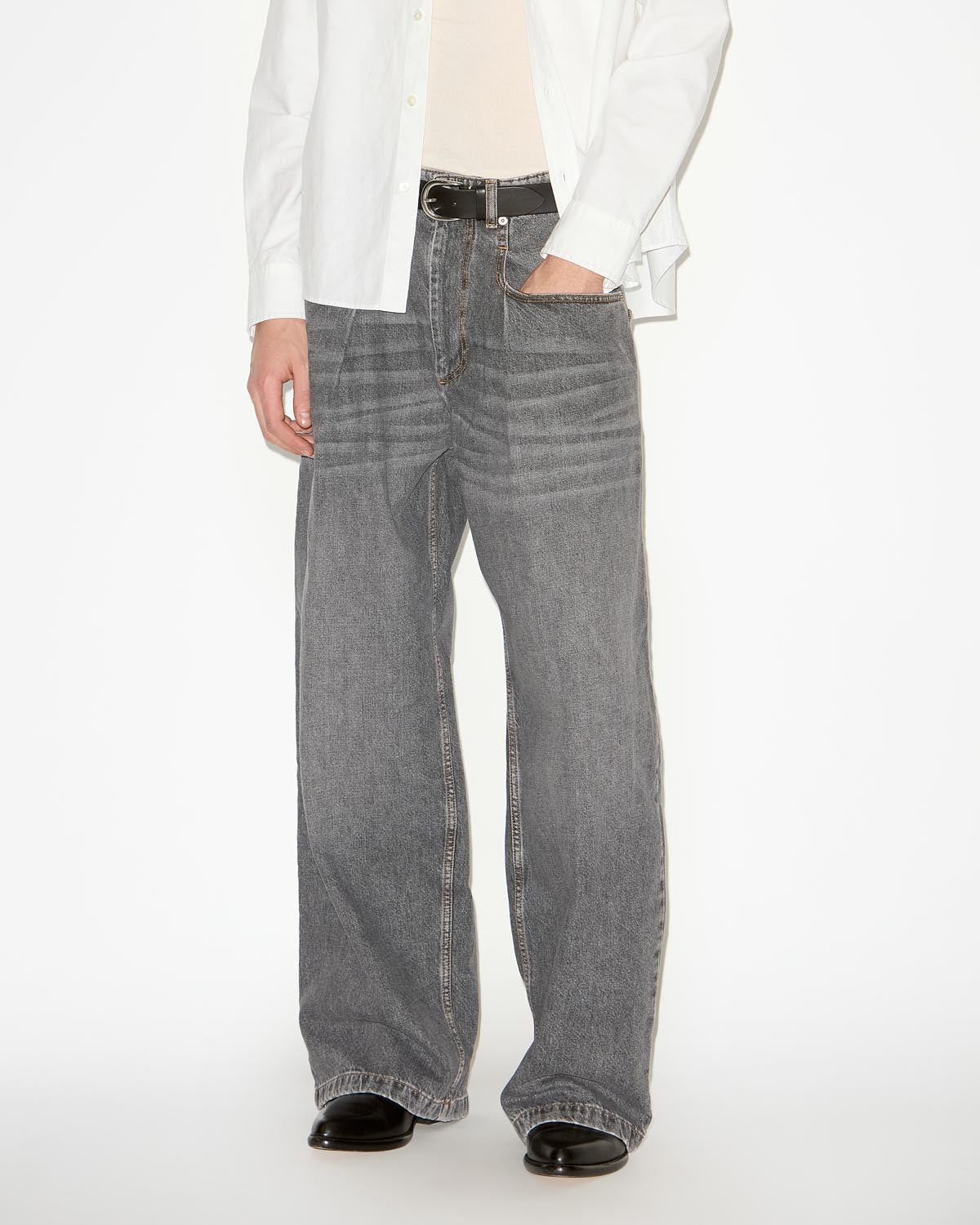 Jean ample taille haute janael - Noir délavé - Man - 3
