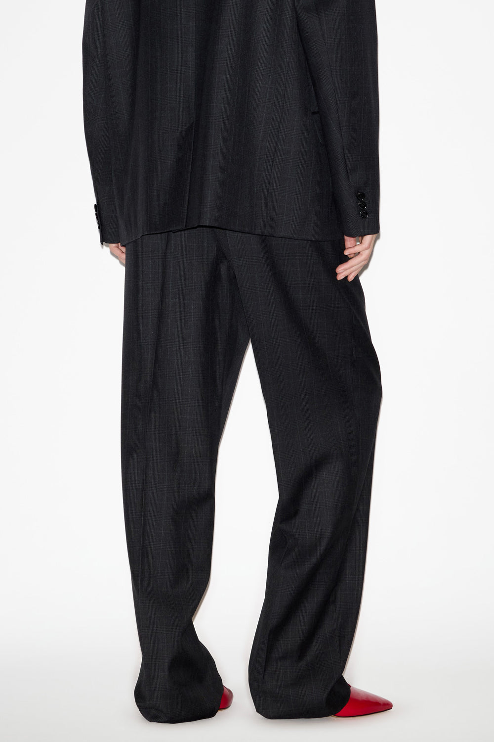 Pantalon à plis en laine prince-de-galles liska - Anthracite - Woman - 5