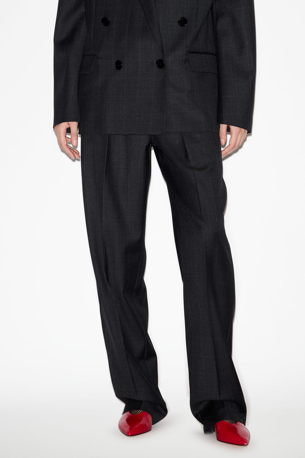 Pantalon à plis en laine prince-de-galles liska - Anthracite - Woman - 4