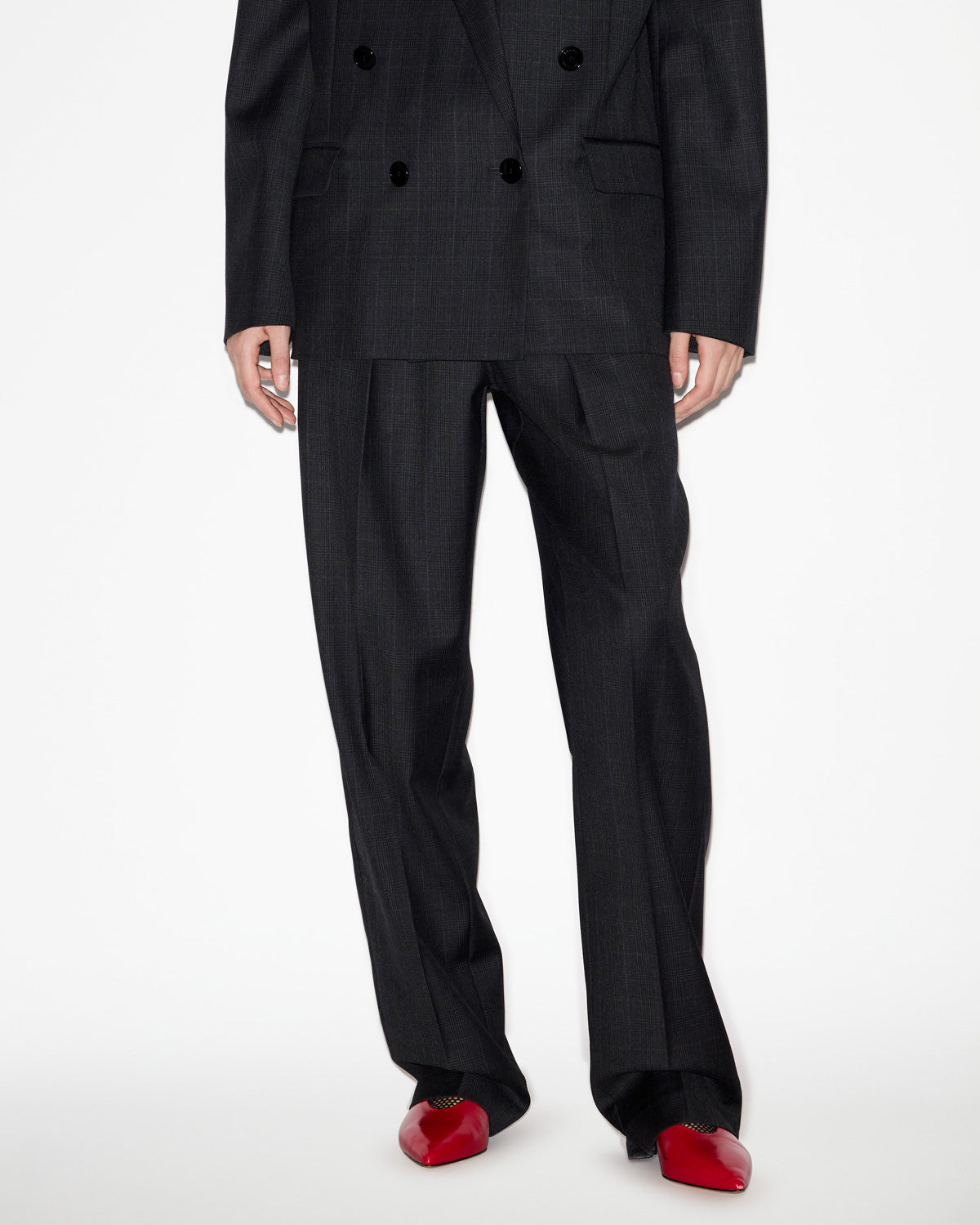 Liska pleated glen plaid wool pants - Anthracite - Woman - 3