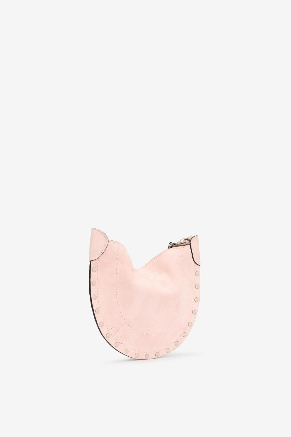 Mini moon soft shoulder bag in soft velour leather - Light pink - Woman - 4