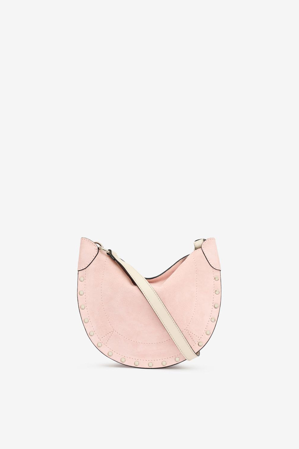 Mini moon soft shoulder bag in soft velour leather - Light pink - Woman - 2