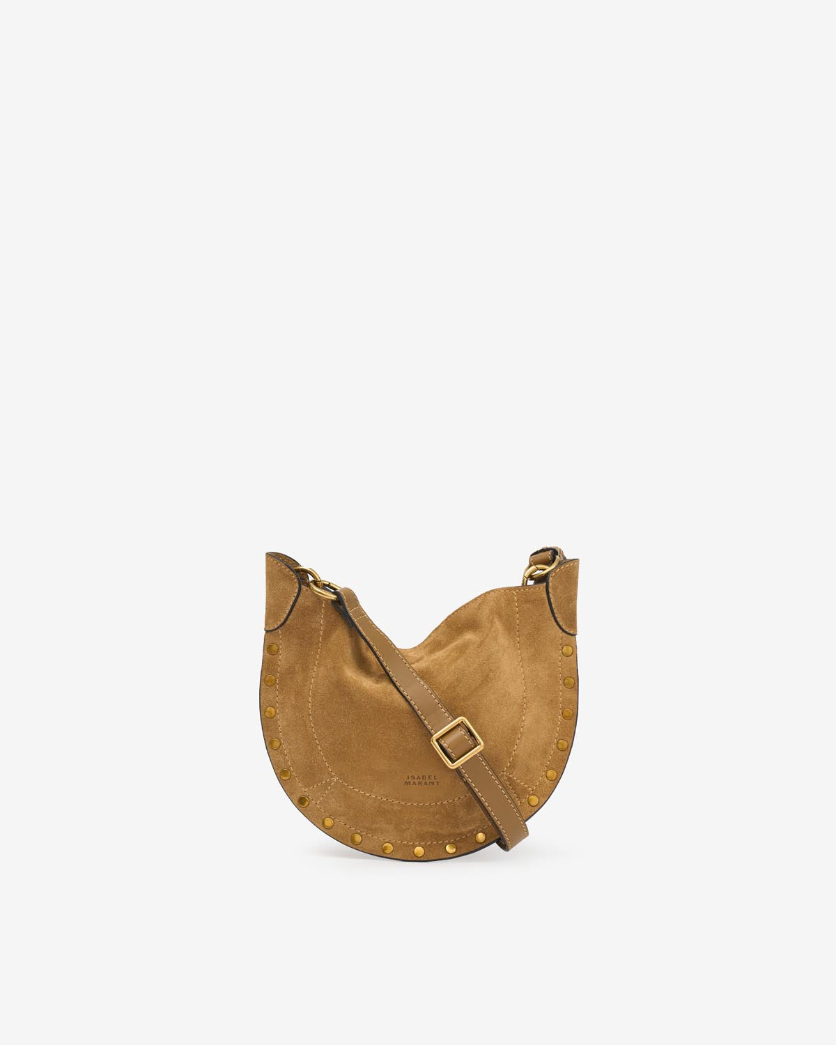 Mini moon soft shoulder bag in soft velour leather - Camel - Woman - 1