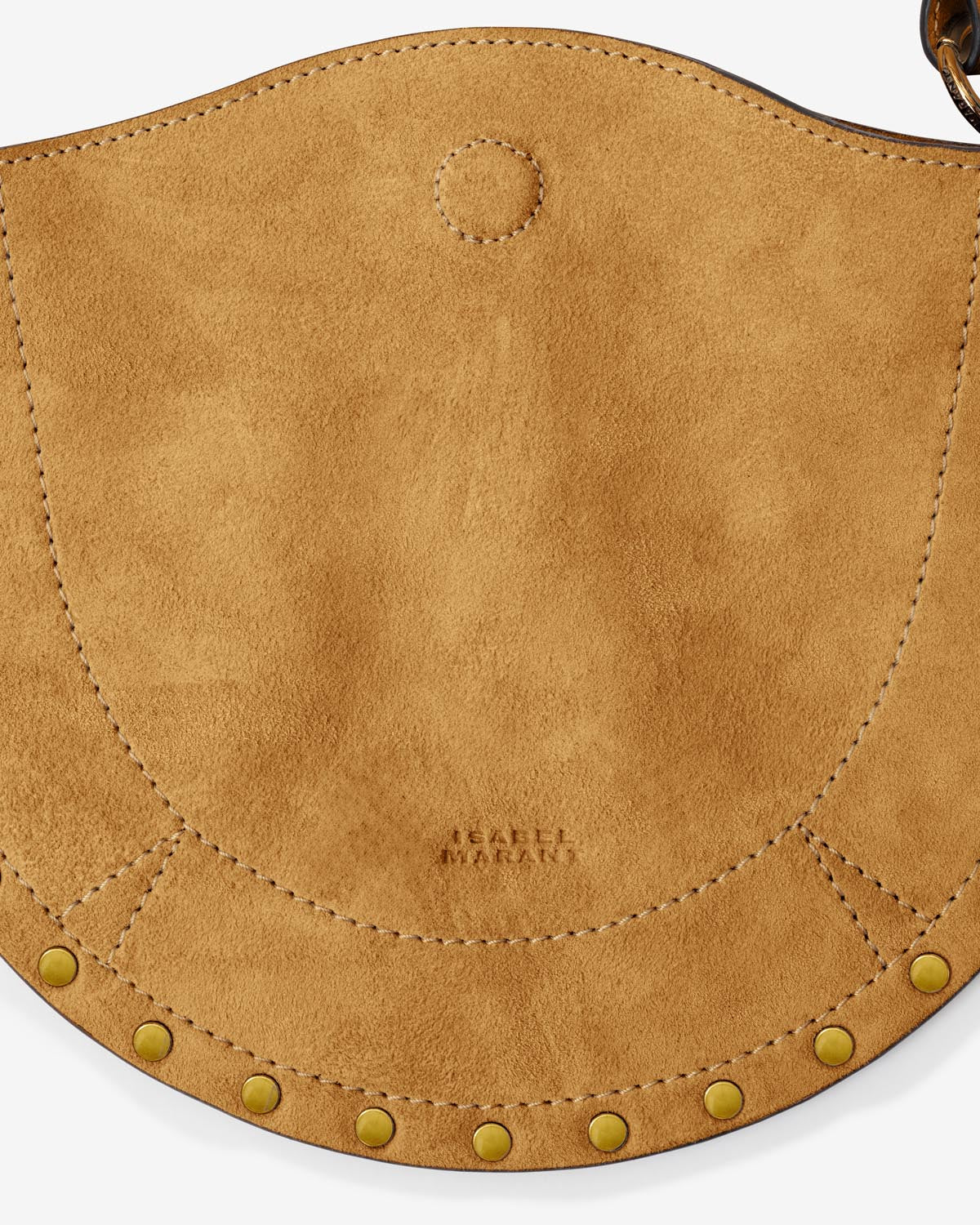 Mini moon soft shoulder bag in soft velour leather - Camel - Woman - 3