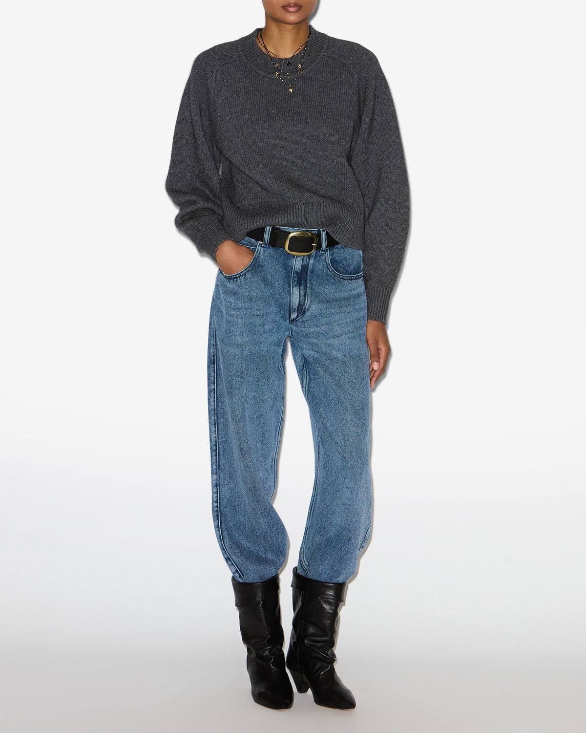Leandra merinos wool and cashmere sweater - Anthracite - Woman - 1