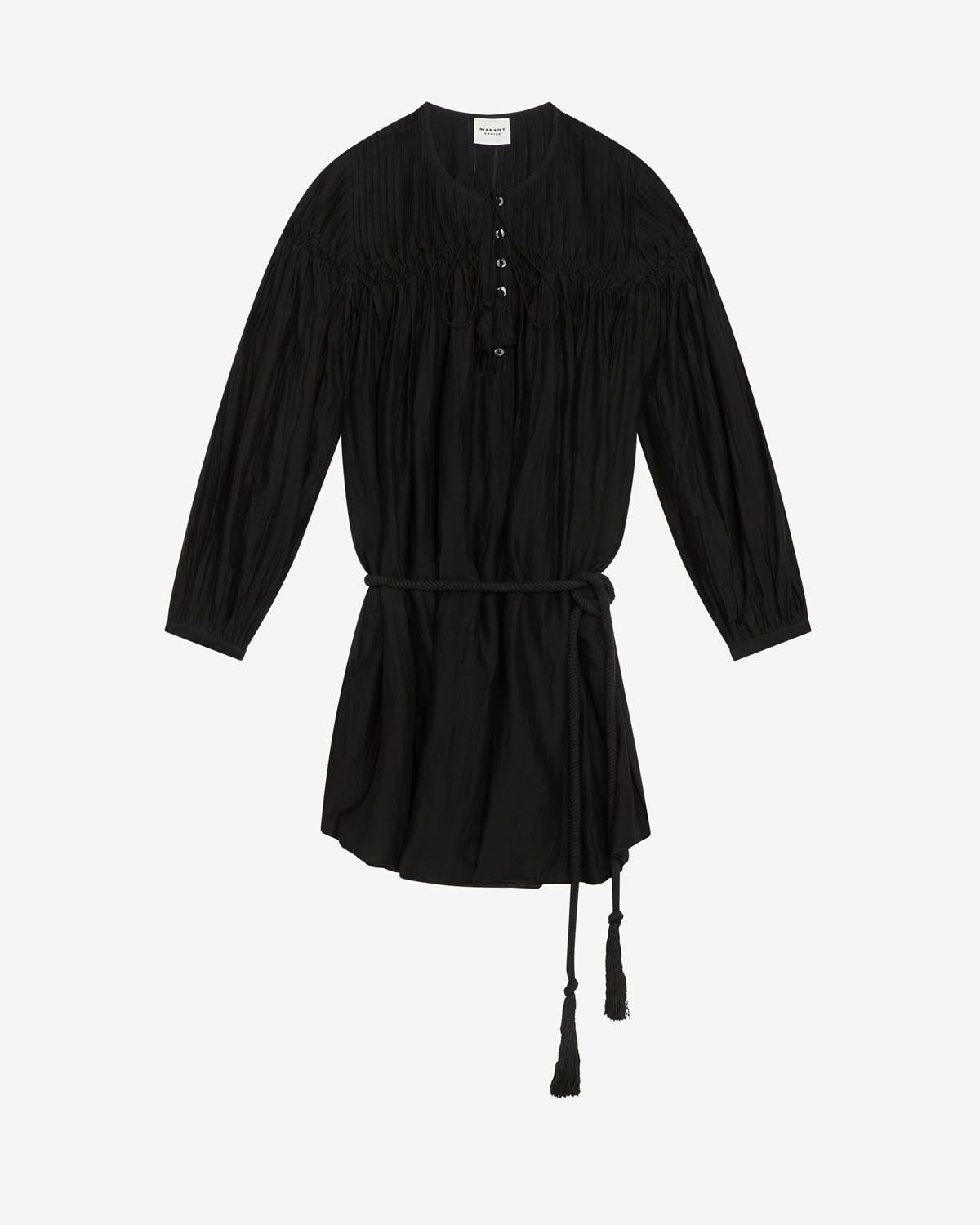 Adeliani short cotton dress with long sleeves - Black - Woman - 5