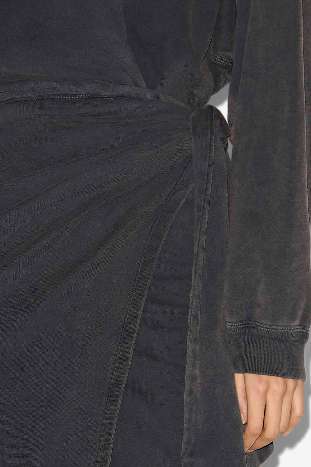 Vestido tipo sudadera largo sandrina de punto drapeado - Negro lavado - Woman - 3