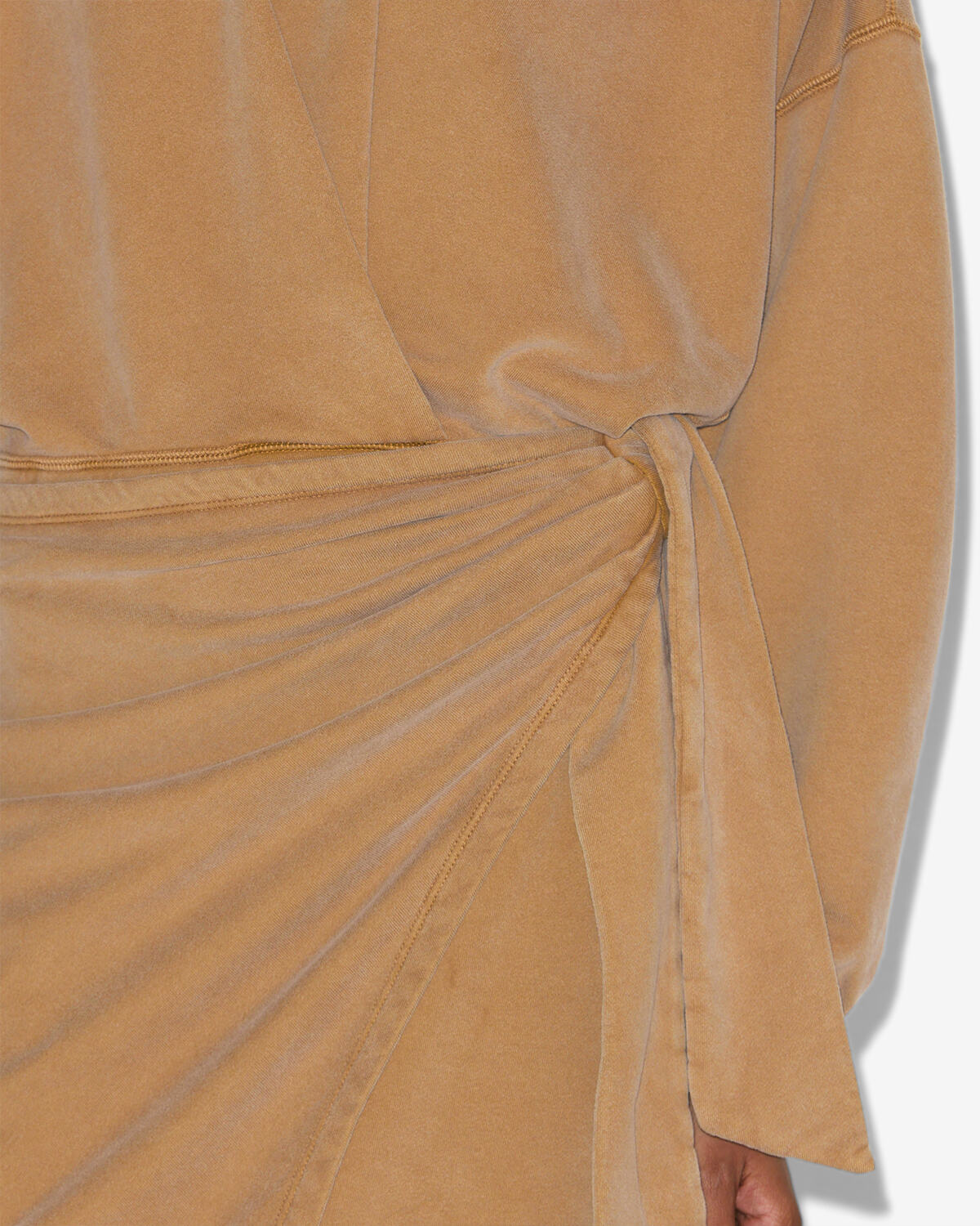 Abito felpa lungo sandrina drappeggiato in jersey - Caramel - Woman - 2